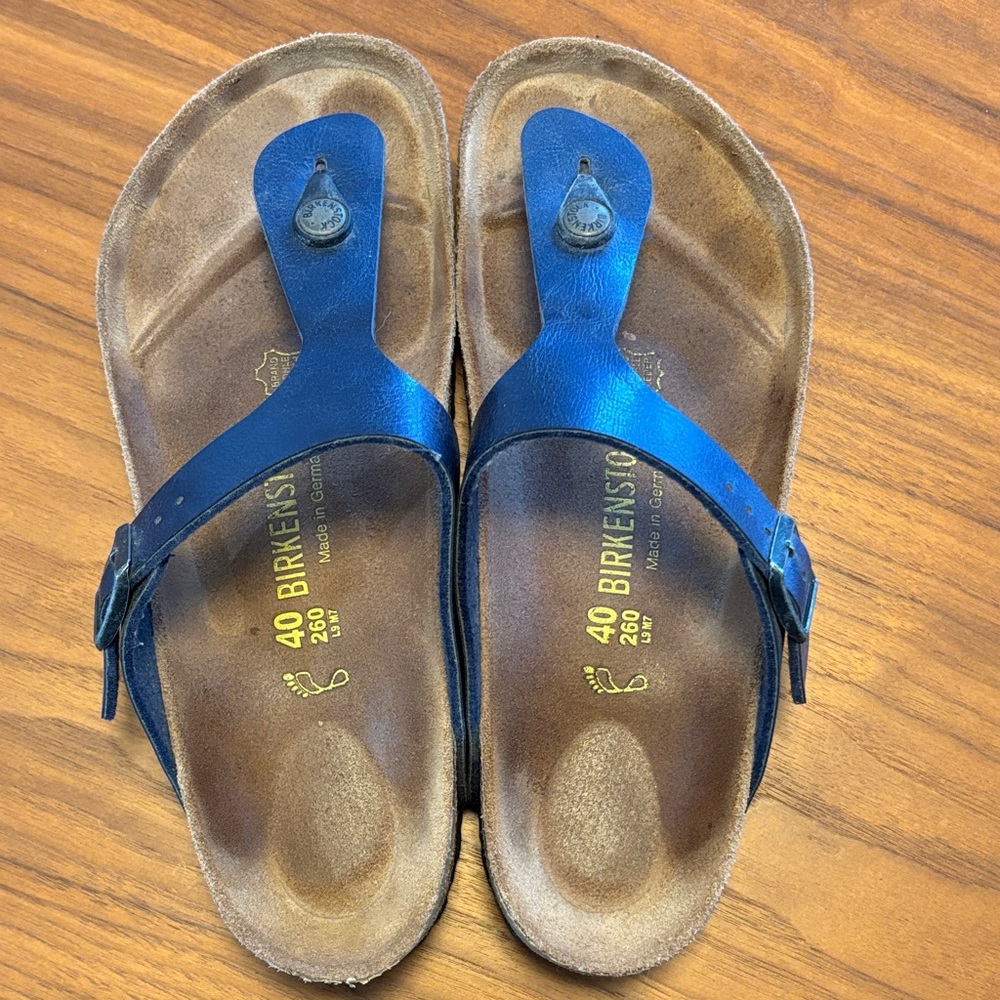 Birkenstock Gizeh Navy Leather Sandals EU size 40 - Picture 5 of 5